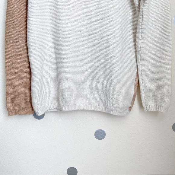 Cyrus Oversized Neutral Colorblock Cowl Neck Knit Sweater - Picture 6 of 8